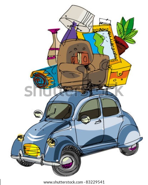Vintage Car Luggage Stock Vector 