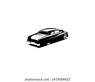 Oldtimer Quecksilbercoupe 1949. Blick auf Silhouette Vektordesign von Seite einzeln auf weißem Hintergrund. Das Beste für Logos, Abzeichen, Embleme