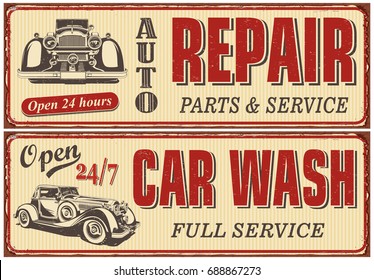  Vintage car metal sign collection.Auto Repair,Car Wash retro poster.