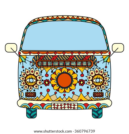 Download Vintage Car Mini Van Zentangle Style Vector de stock ...