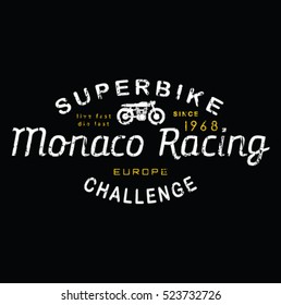 vintage car and motorcycle race.  quality tee print and logo design