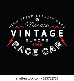 vintage car and motorcycle race.  quality tee print and logo design