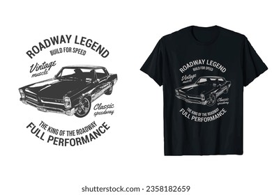 vintage car, muscle car vector shirt for prints. 