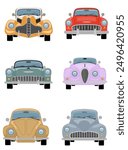 vintage car old retro obsolete transport vehicle vector illustration flat style isolated on white background