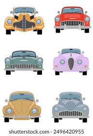 Coche de la vendimia viejo retro obsoleto vehículo de transporte Ilustración vectorial de estilo plano aislado sobre fondo blanco