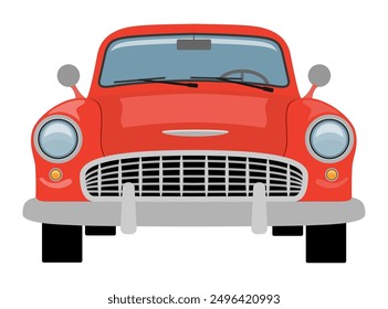 vintage car old retro obsolete transport vehicle vector illustration flat style isolated on white background