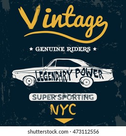 vintage car old vector tee letter t shirt design print poster art kid