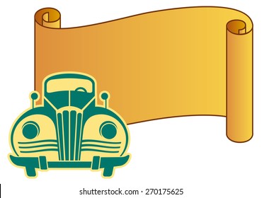 Vintage car with paper scroll