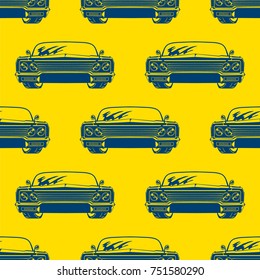 Vintage Car Pattern Seamless Background. Vector illustration