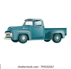 Vintage Car Pickup Truck Vector Illustration