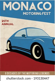 Vintage Car Poster Design. Vector Illustration
