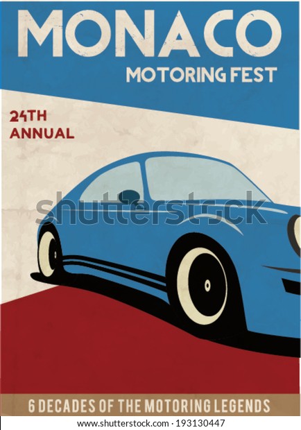 vintage car poster\
design. vector\
illustration