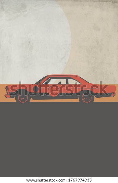 Vintage Car\
Posters. American muscle cars label. Vector Illustration. Vector\
classic car illustration\
poster.