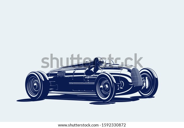 Vintage car, racing car, rally car, sport car,\
racing team, turbocharger. Vector illustration for sticker, poster\
or badge\
