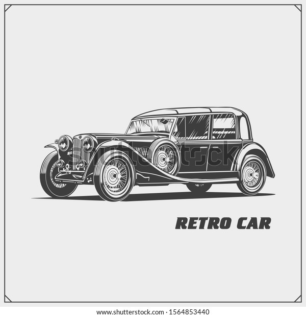 Vintage car. Retro\
car. Classic car\
emblem.
