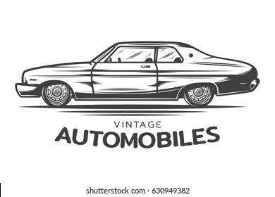 vintage car. retro logo. design template. transport or vehicle icon. automobile vector illustration