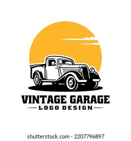 vintage car retro truck illustration logo vector