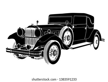 vintage car silhouette isolated vector