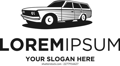 vintage car silhouette logo vector