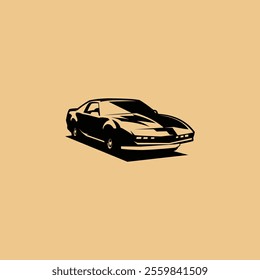 vintage car silhouette vector illustration of Knight Rider. side view with white background. best for logo, badge, emblem, icon, sticker design. available in eps 10