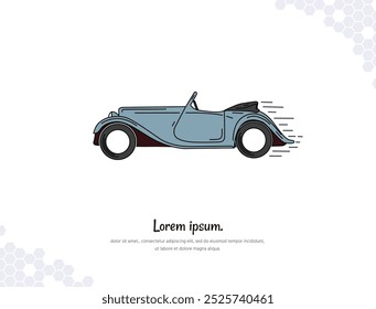 Vintage car simple doodle flat vector art for wall decoration landscape. vector illustration simple image. collection of transportation cartoon illustrations. for room decoration, events, etc