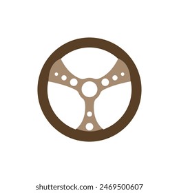 Vintage car steering wheel icon. Vector simple steering wheel logo. Steering wheel from an old car vector. Vector illustration of a simple steering wheel.