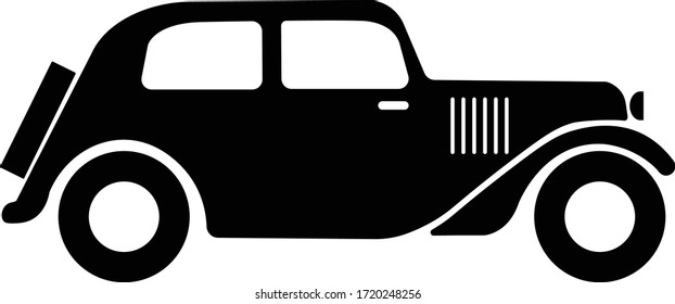 vintage car symbol, classic vintage car icon - vector