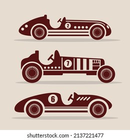 vintage car symbol collection set vector