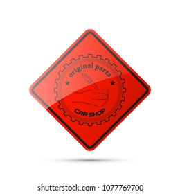 Vintage car symbols. Car service icon, vehicle sale retro label. Auto car related signs and symbols, various design ribbons emblems. Logo shop sale auto parts, repair vehicle. Automobile workshop logo