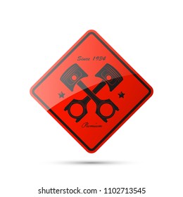 Vintage car symbols. Car service icon, vehicle sale retro label. Auto car related signs and symbols, various design ribbons emblems. Logo shop sale auto parts, repair vehicle. Automobile workshop logo