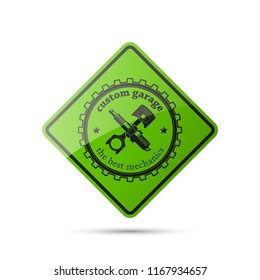 Vintage car symbols. Car service icon, vehicle sale retro label. Auto car related signs and symbols, various design ribbons emblems. Logo shop sale auto parts, repair vehicle. Automobile workshop logo
