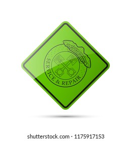 Vintage car symbols. Car service icon, vehicle sale retro label. Auto car related signs and symbols, various design ribbons emblems. Logo shop sale auto parts, repair vehicle. Automobile workshop logo