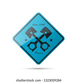 Vintage car symbols. Car service icon, vehicle sale retro label. Auto car related signs and symbols, various design ribbons emblems. Logo shop sale auto parts, repair vehicle. Automobile workshop logo