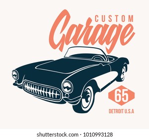 vintage car t shirt design vector