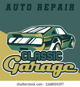 vintage car t shirt vector design - Vector 