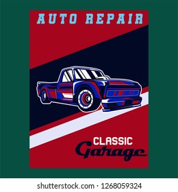 vintage car t shirt vector design - Vector 