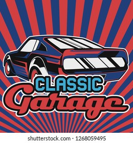 vintage car t shirt vector design - Vector 