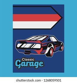 vintage car t shirt vector design - Vector 
