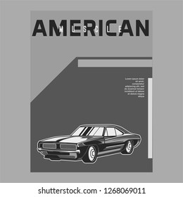 vintage car t shirt vector design - Vector 