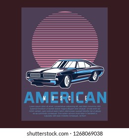 vintage car t shirt vector design - Vector 
