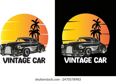 Vintage Car T-shirt Design.  vintage car.