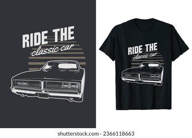 vintage car t-shirt vector graphic. classic car tshirt. american old classic retro t shirt design. print black and white T-shirt template.