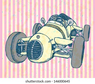 Vintage car, vector background