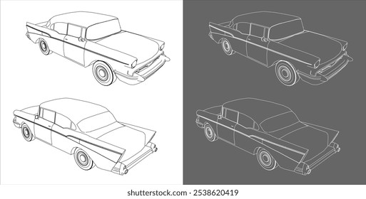 vintage auto vektor blueprint linie te