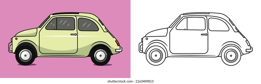 vintage car vector , flat illustration