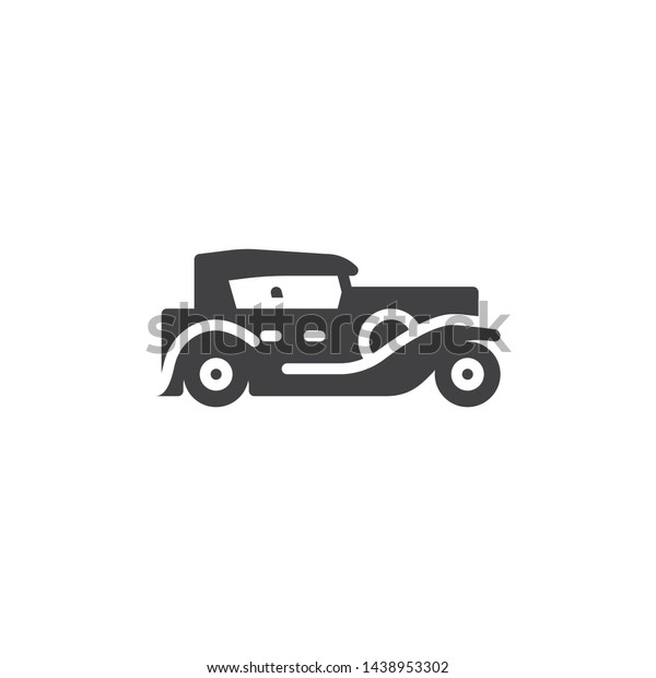 Vintage Car vector icon.\
Classic model automobile filled flat sign for mobile concept and\
web design. Retro car glyph icon. Symbol, logo illustration. Vector\
graphics