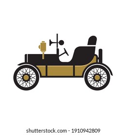 icono vintage de vector de coche aislado en blanco