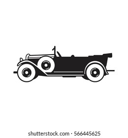 Vintage car vector icon. Phaeton type old timer from 1930s. Transport or vehicle design template.