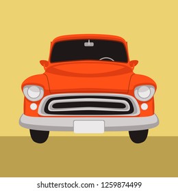 Vintage Car ,vector Illustration , Flat Style , Front View