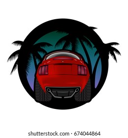 Vintage car a vector illustration isolated T-shirt design
